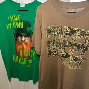 Set of Two Duck Dynasty Tee Shirts ‘I Make My Own Luck' ‘Happy Happy Happy’